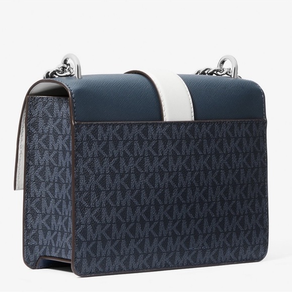 Michael Kors Greenwich Small Color-Block Signature Crossbody Bag Admiral Blue - Picture 6 of 9